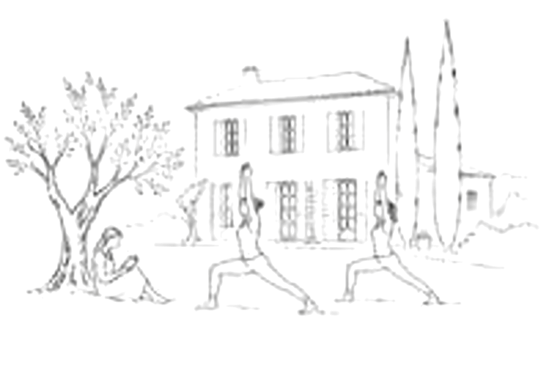 Ink drawing of a country house retreat